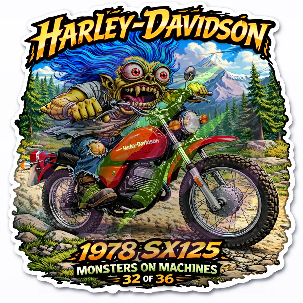 1978 Harley-Davidson SX125 Dirt Bike - Monsters on Machines Sticker 32/36