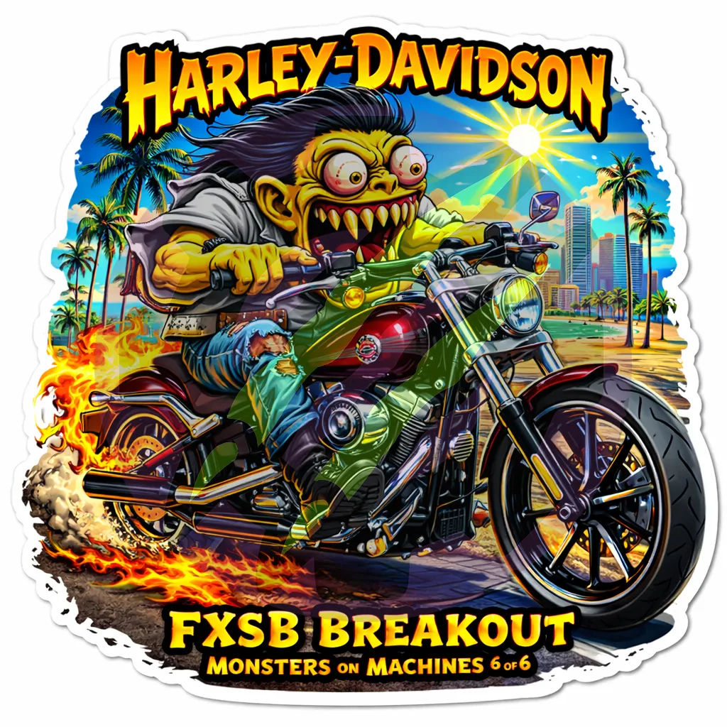Harley-Davidson FXSB Breakout Motorcycle - Monsters on Machines Sticker 6/6