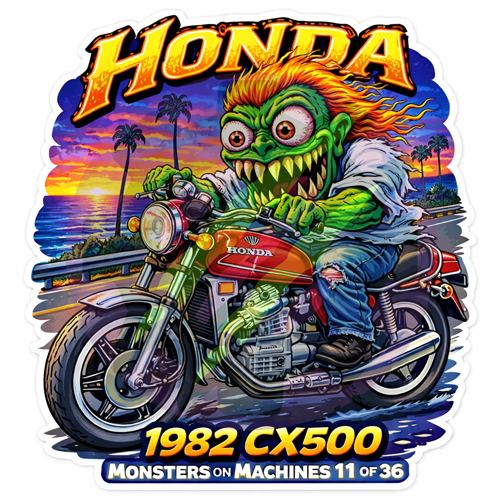 1982 Honda CX500 Motorcycle - Monsters on Machines Sticker 11/36