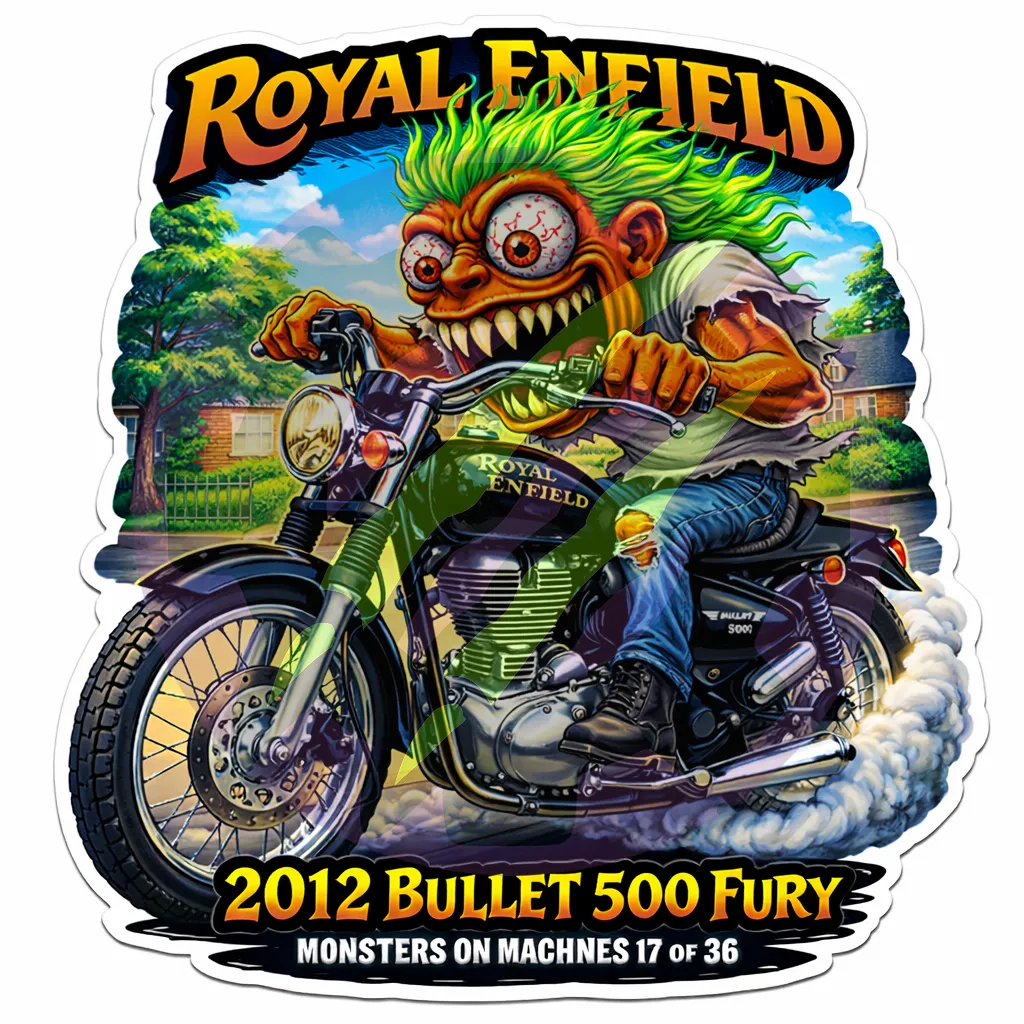 2012 Royal Enfield Bullet 500 Fury Motorcycle Monsters on Machines Sticker 17/36