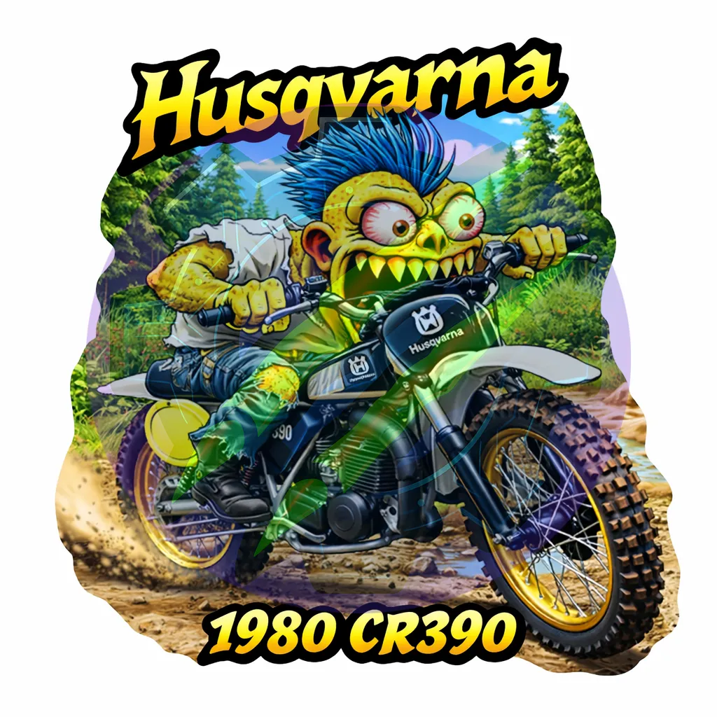 1980 Husqvarna CR390 Die Cut Vinyl Sticker Dirt Bike Decal 9x9cm