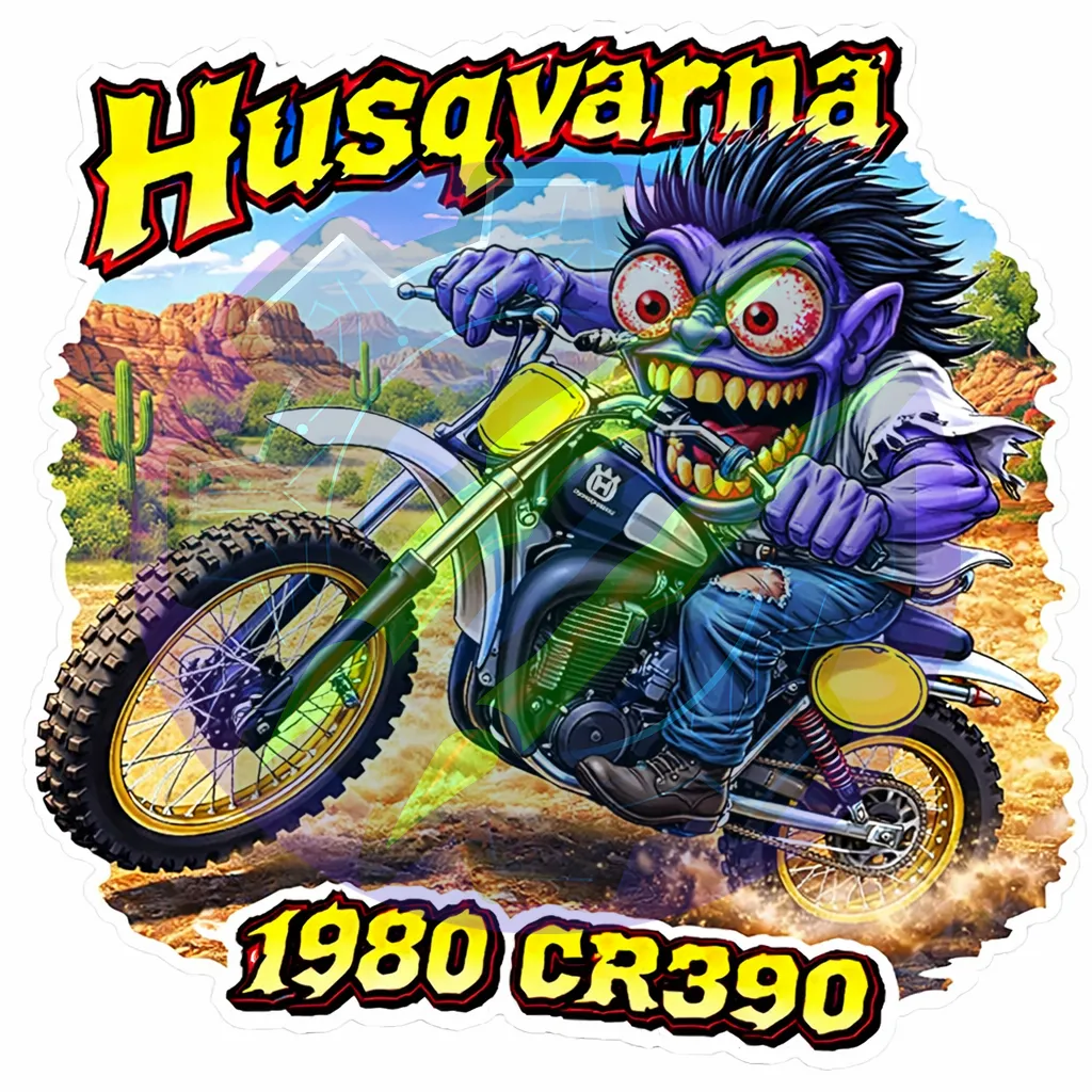 1980 Husqvarna CR390 Die Cut Vinyl Sticker Dirt Bike Decal 9x9cm