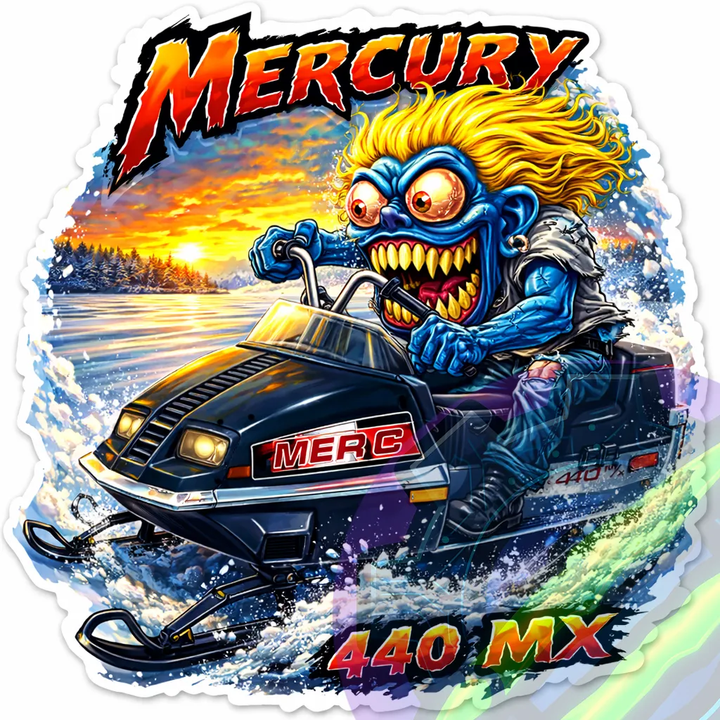 1975 Mercury 440 MX Die Cut Vinyl Sticker Snowmobile Sled Decal 9x9cm