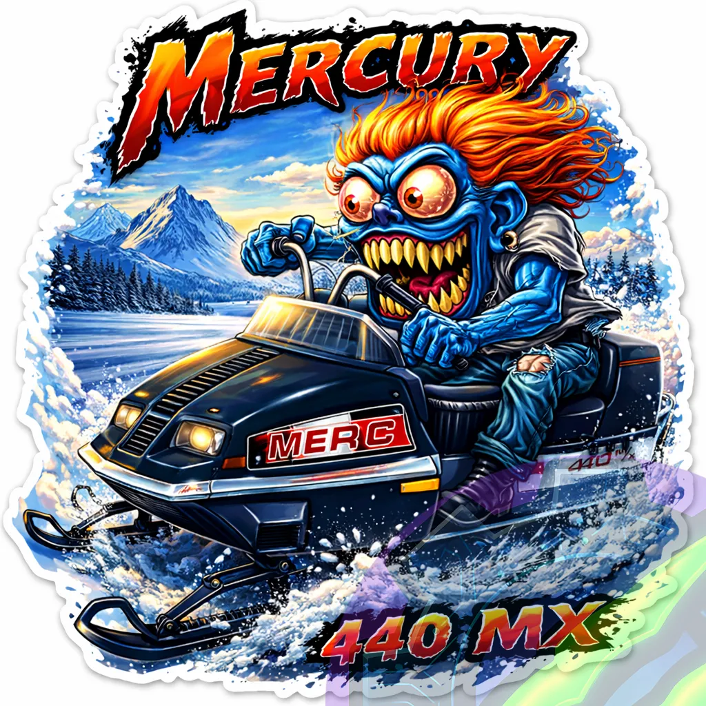 1975 Mercury 440 MX Die Cut Vinyl Sticker Snowmobile Sled Decal 9x9cm