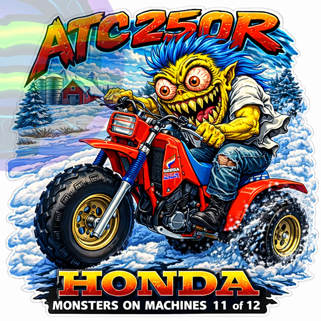Honda ATC250R Monster Sticker 9x9cm Vinyl Decal 11 of 12