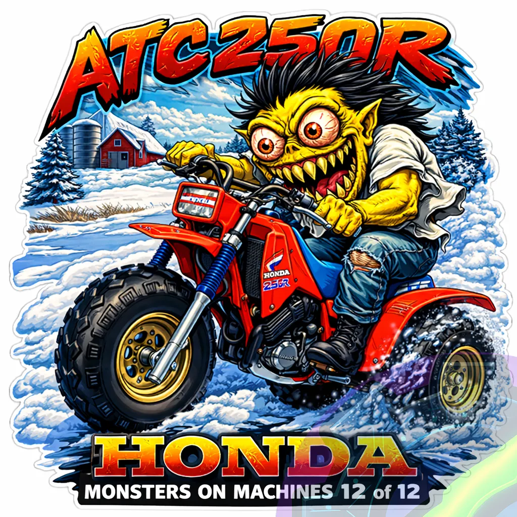 Honda ATC250R Monster Sticker 9x9cm Vinyl Decal 12 of 12