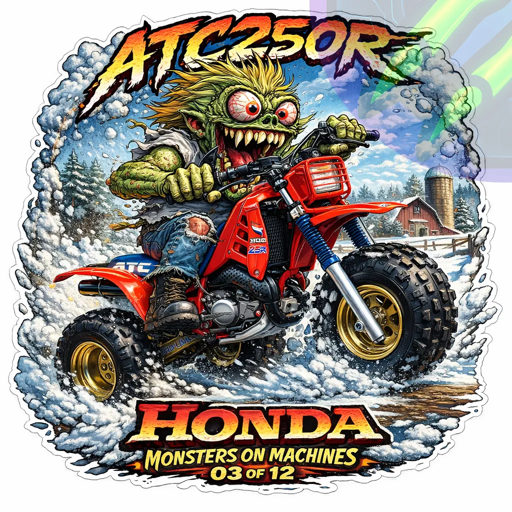 Honda ATC250R Monster Sticker 9x9cm Vinyl Decal 03 of 12