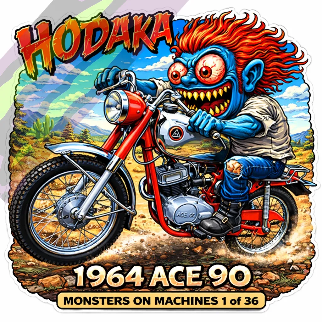 1964 Hodaka Ace 90 Die Cut Vinyl Sticker Dirt Bike Decal 9x9cm Series 1/36