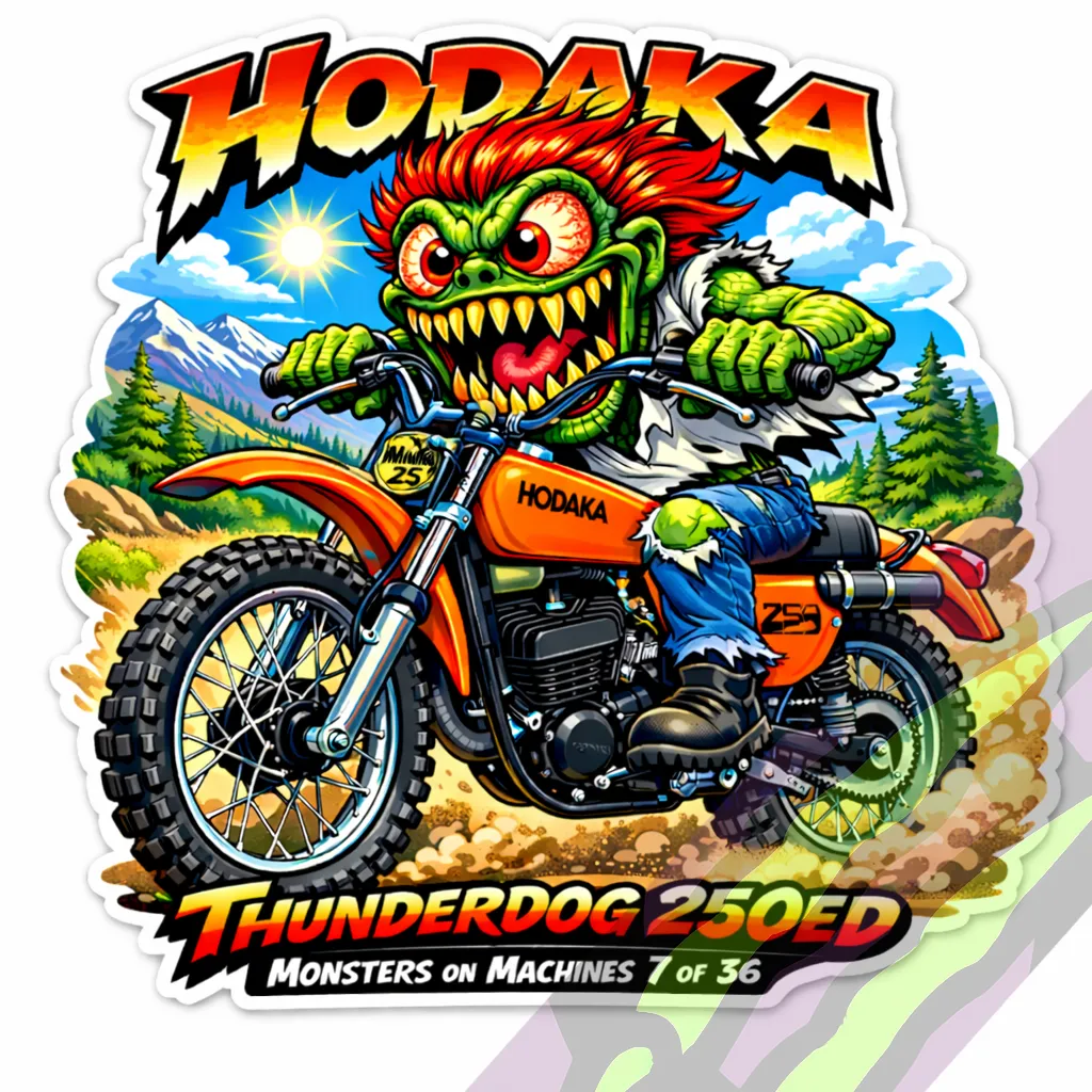 1976 Hodaka Thunderdog 250ED Die Cut Vinyl Sticker Dirt Bike Decal 9x9cm 7/36