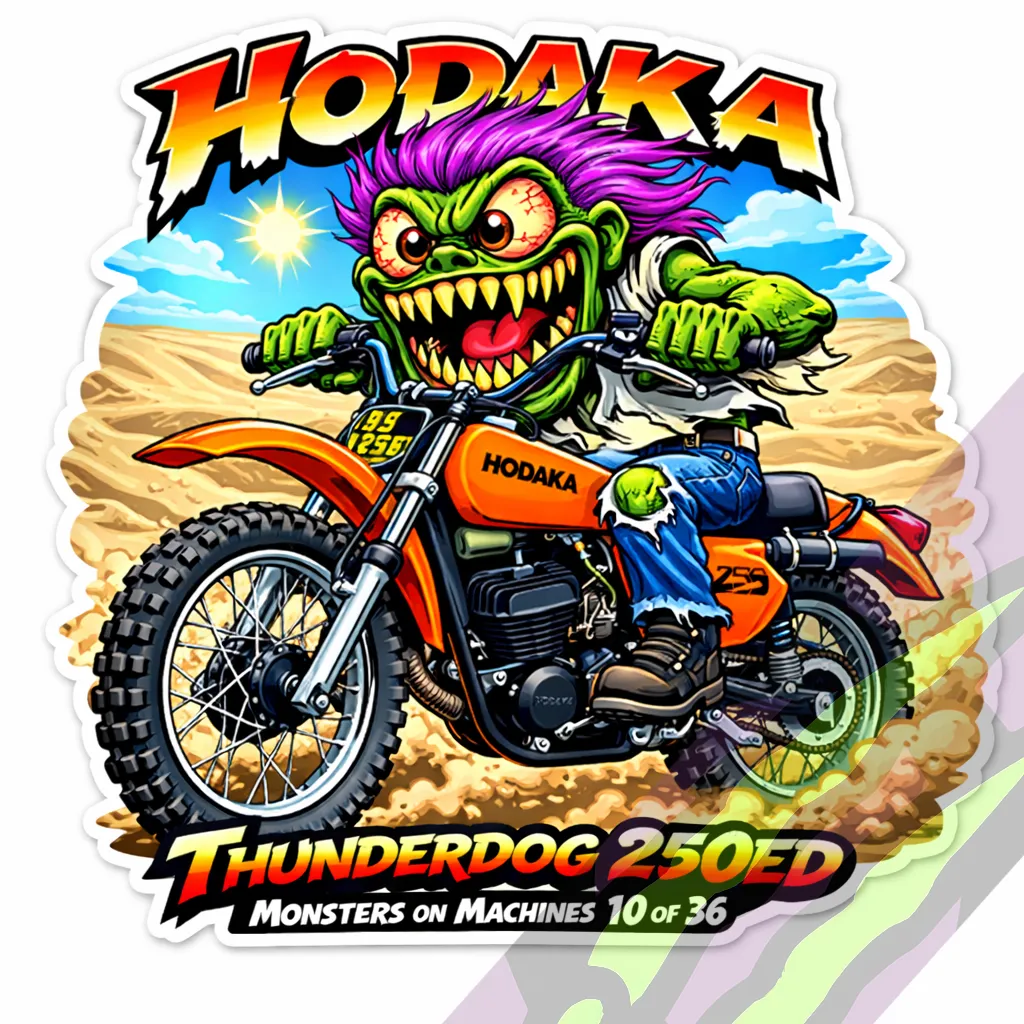 1976 Hodaka Thunderdog 250ED Die Cut Vinyl Sticker Dirt Bike Decal 9x9cm 10/36