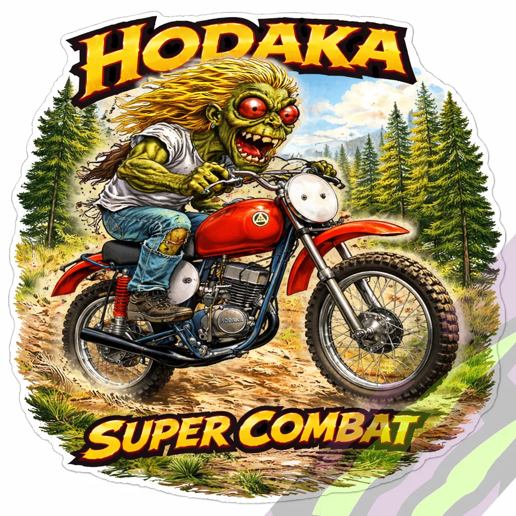 1974 Hodaka Super Combat Die Cut Vinyl Sticker Dirt Bike Decal 9x9cm