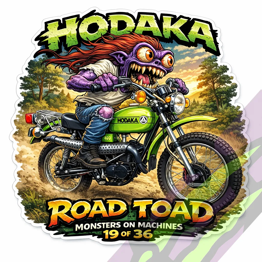 Hodaka Road Toad Durable Vinyl Sticker 9x9cm - Monsters on Machines 19/36