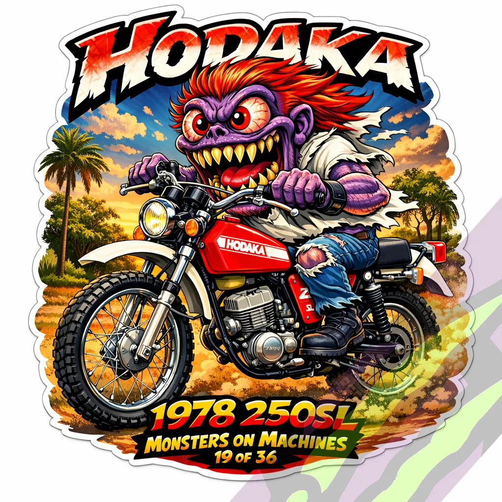 1978 Hodaka 250SL Durable Vinyl Sticker 9x9cm Monsters on Machines 19/36
