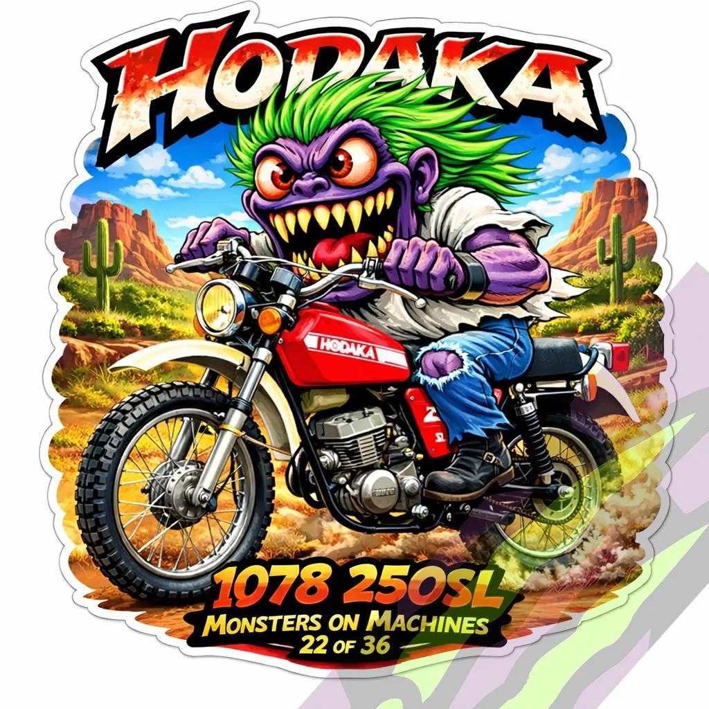 1978 Hodaka 250SL Durable Vinyl Sticker 9x9cm Monsters on Machines 22/36