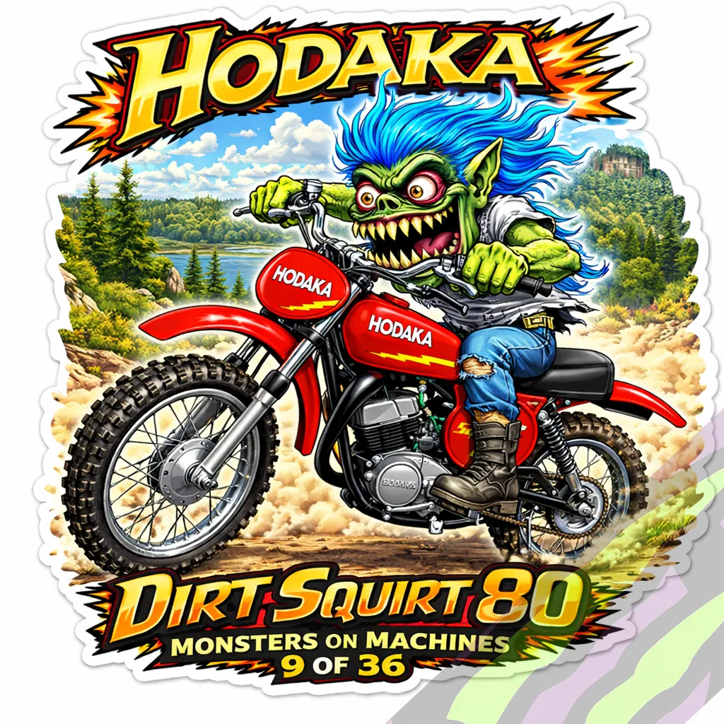 Hodaka Dirt Squirt 80 Durable Vinyl 9x9cm Sticker - Monsters on Machines 9/36