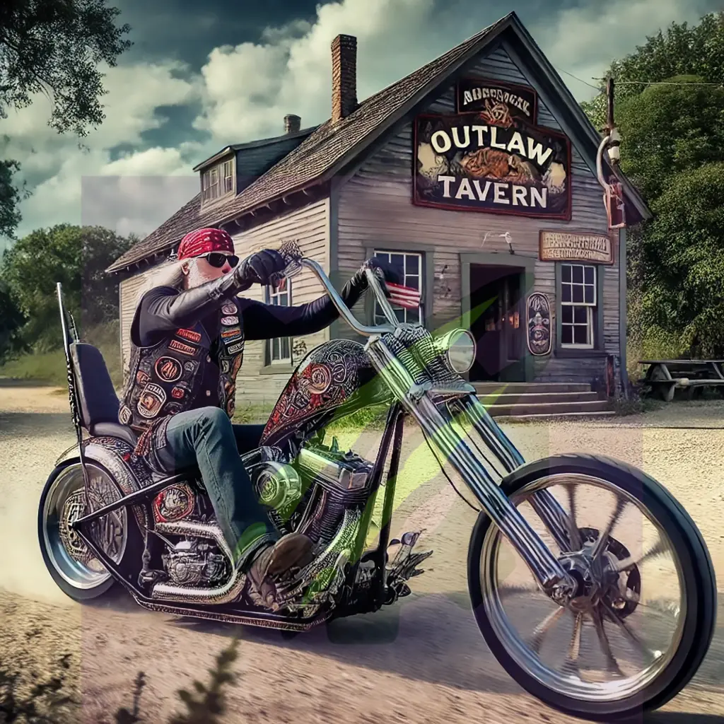 Outlaw Tavern Rider – Chopper Biker Sticker