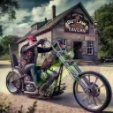 Outlaw Tavern Rider – Chopper Biker Sticker