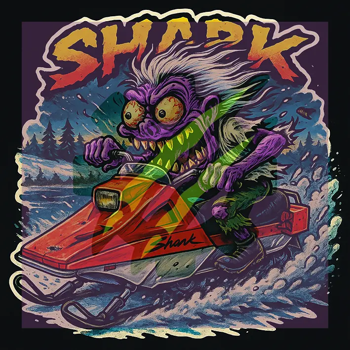 Shark Snowmobile Monster – 1970s Vintage Style Sticker