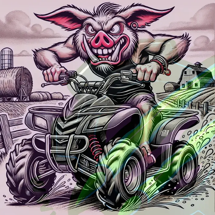 Pig on a Foreman – Farm Fury ATV Monster Sticker