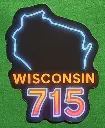 Wisconsin Area Code 715 Sticker 9x7.5cm Neon State Outline Area Code Vinyl Decal