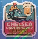 Chelsea Underground Lager Sticker – Wisconsin Brewery Snowmobile Vinyl Decal 9×9 cm