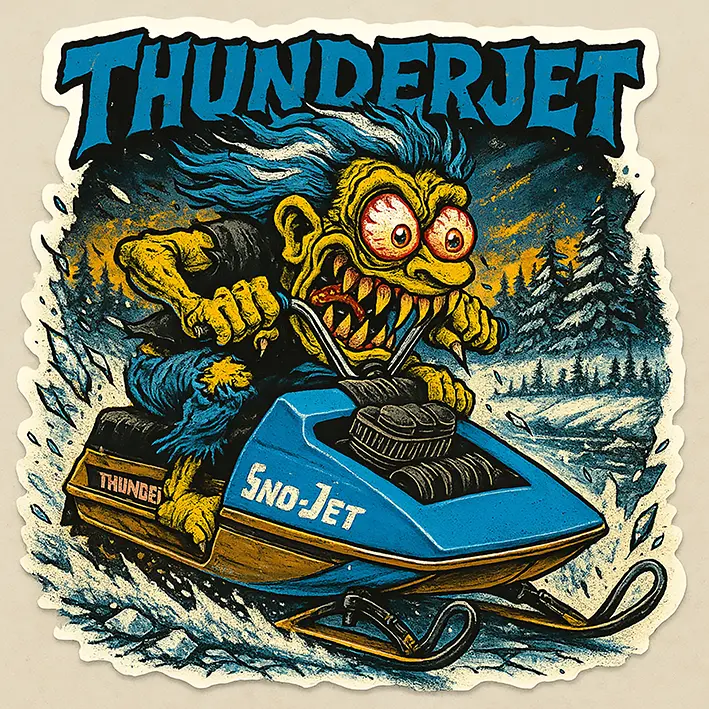 Sno-Jet Thunderjet Sticker Yellow Monster Vintage Snowmobile Decal