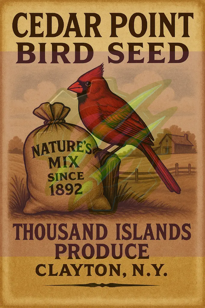 Cedar Point Bird Seed – Cardinal Thousand Islands Produce Clayton NY Print