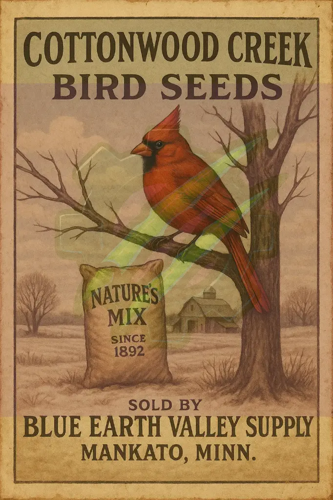 Cottonwood Creek Bird Seeds - Blue Earth Valley Supply Mankato MN Cardinal Print