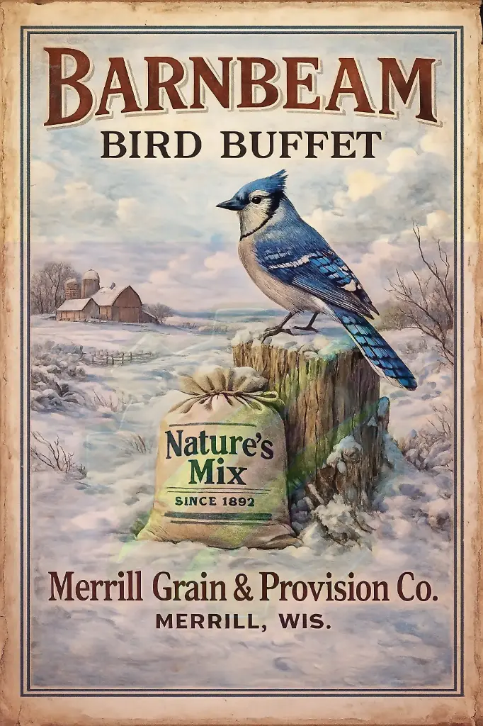 Barnbeam Bird Buffet – Blue Jay Merrill Grain & Provision Merrill WI Print