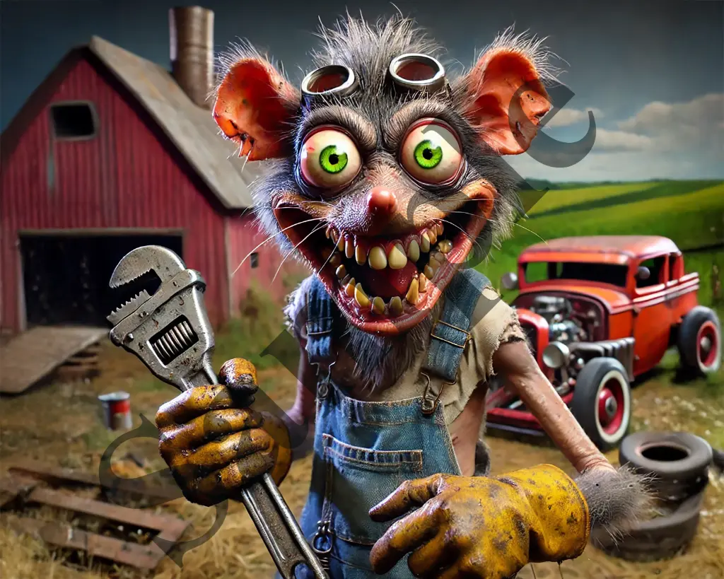 8x10 Hot Rod Grease Rat Print