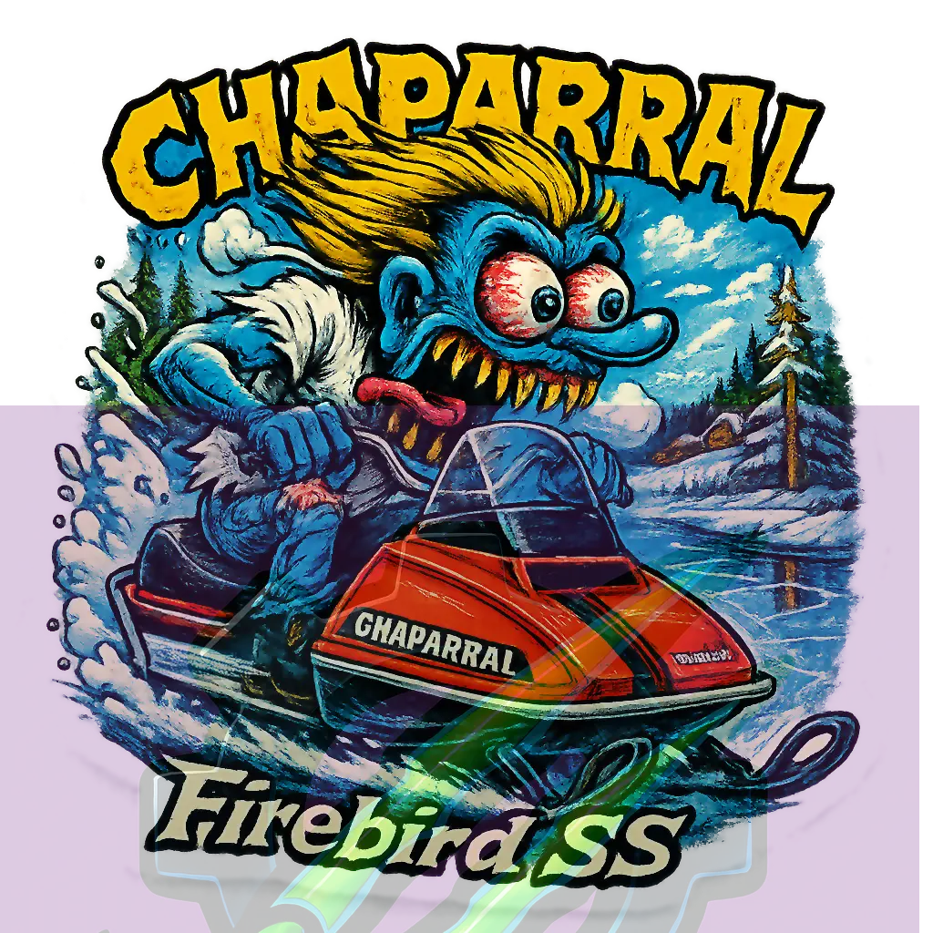 Chaparral Firebird SS Vinyl Sticker - Cabin Lake Lurker Monsters on Machines