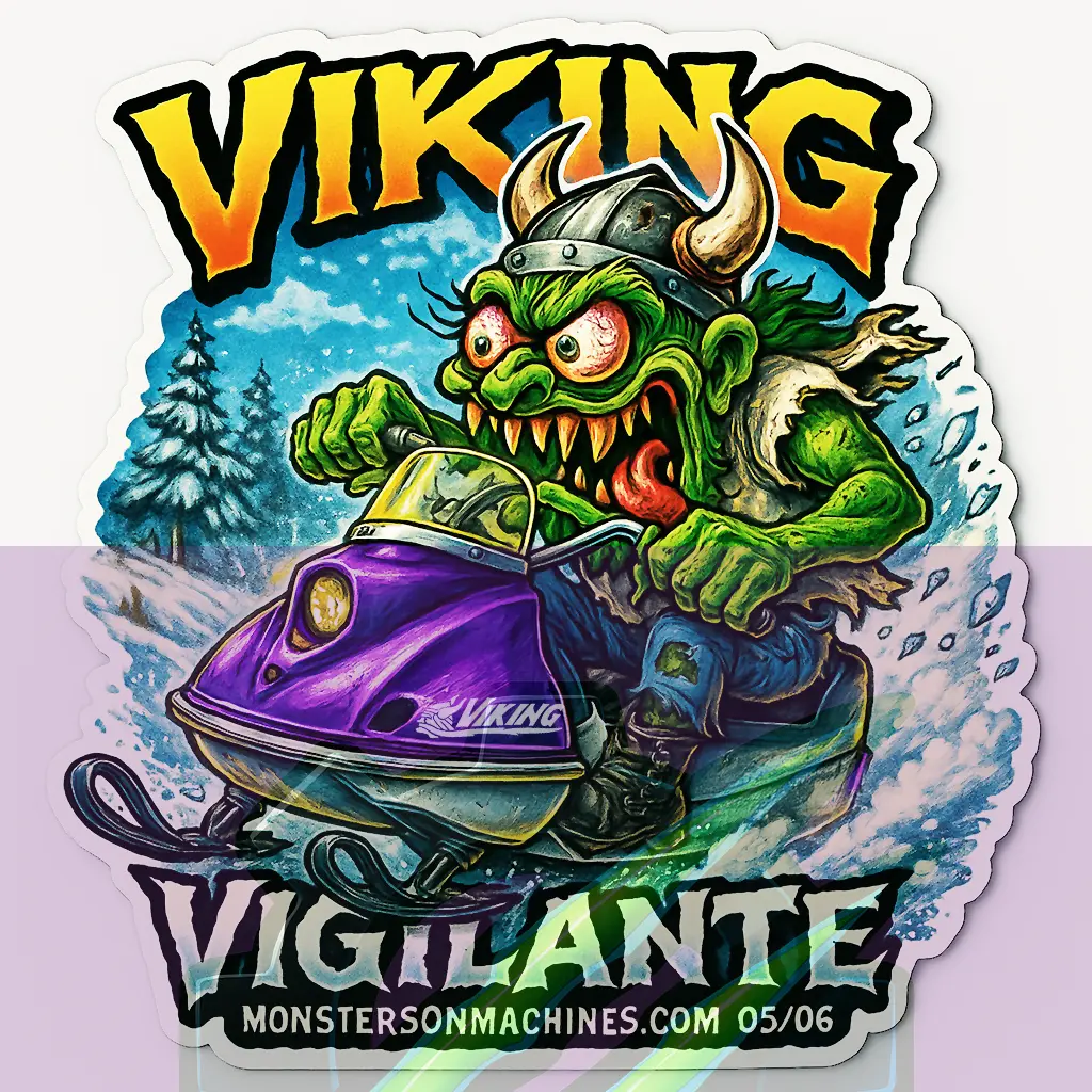 Viking Vigilante Sticker - Horned Green Howler Special Series Number 5 of 6