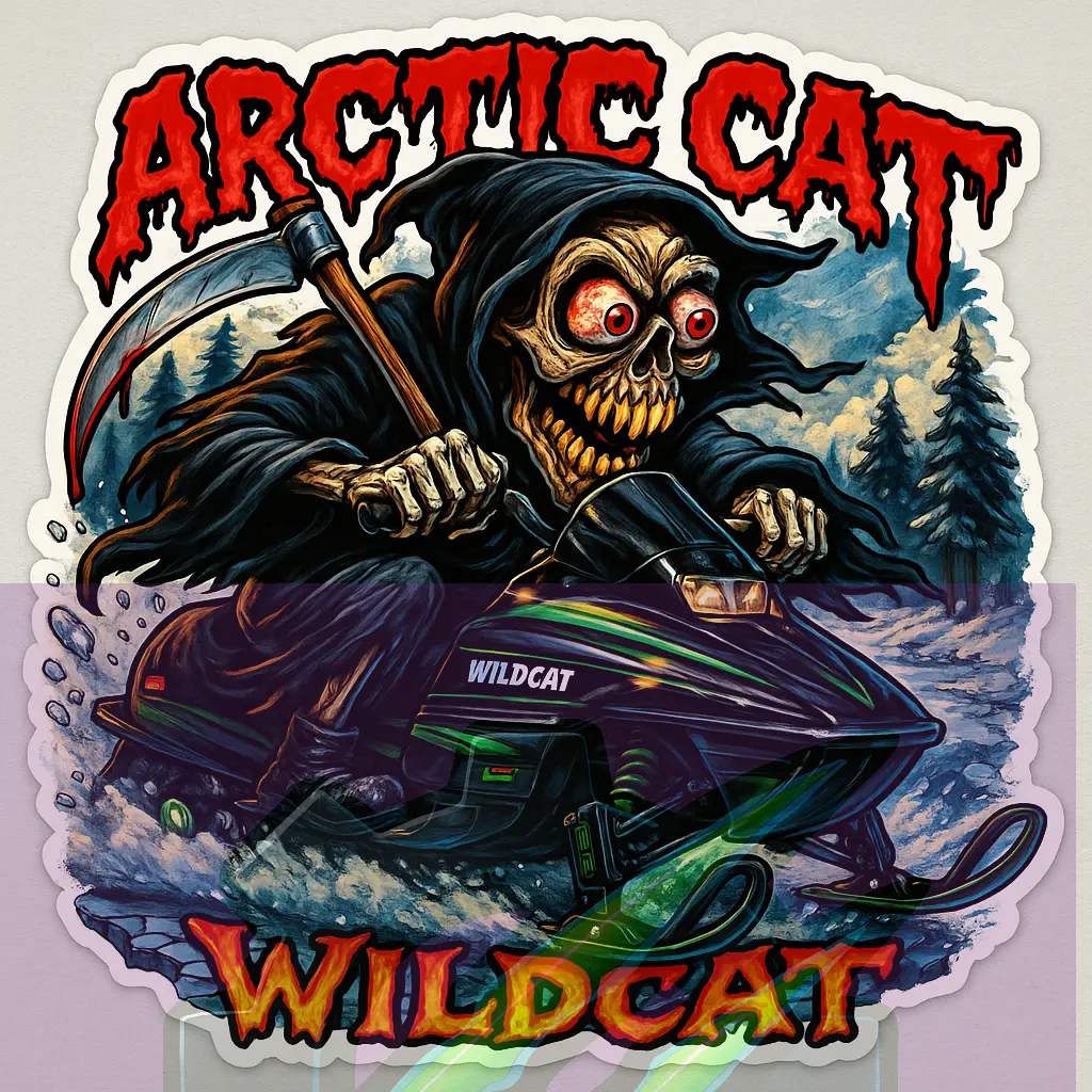 Arctic Cat Wildcat Sticker - Graveyard Reaper Ride Monsters on Machines