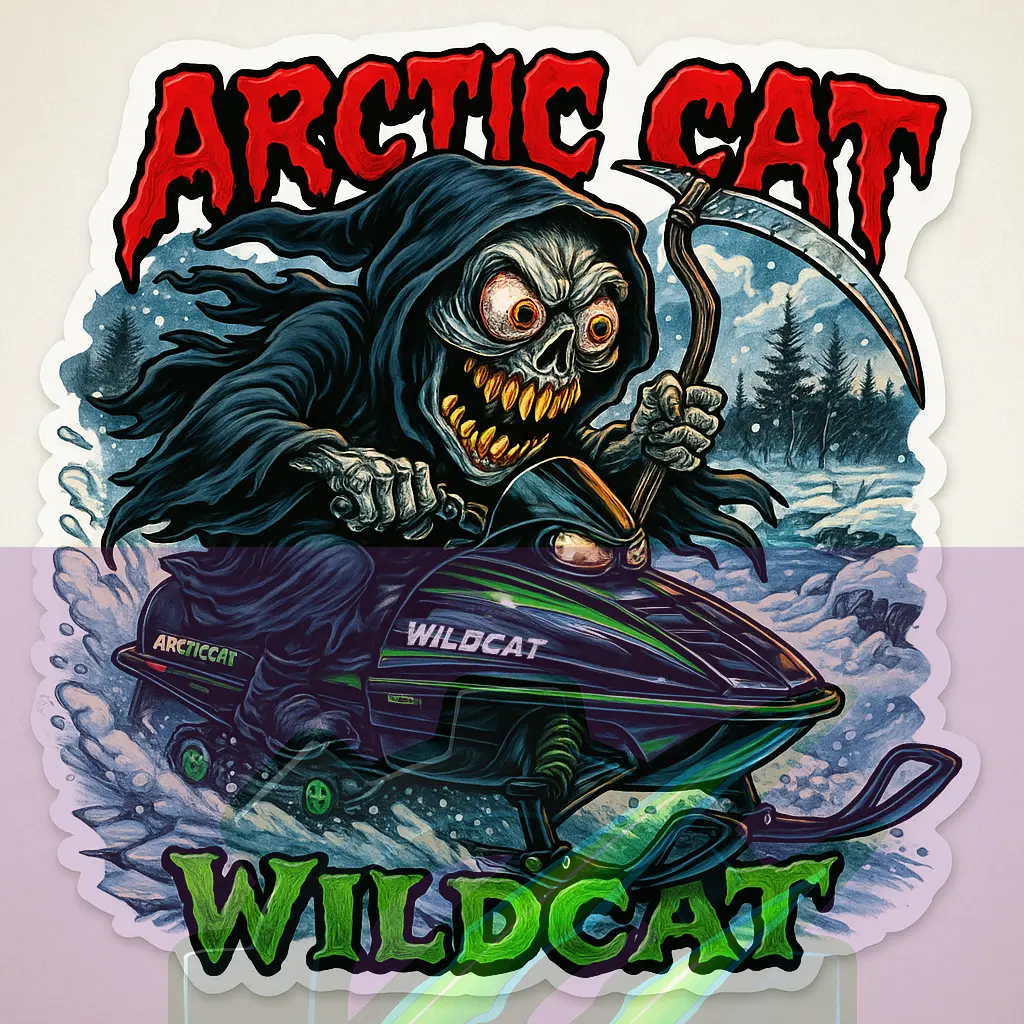 Arctic Cat Wildcat Sticker - Graveyard Reaper Ride Monsters on Machines