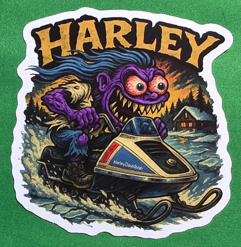 Harley-Davidson Snowmobile Vinyl Sticker - Cabin Fever Howler
