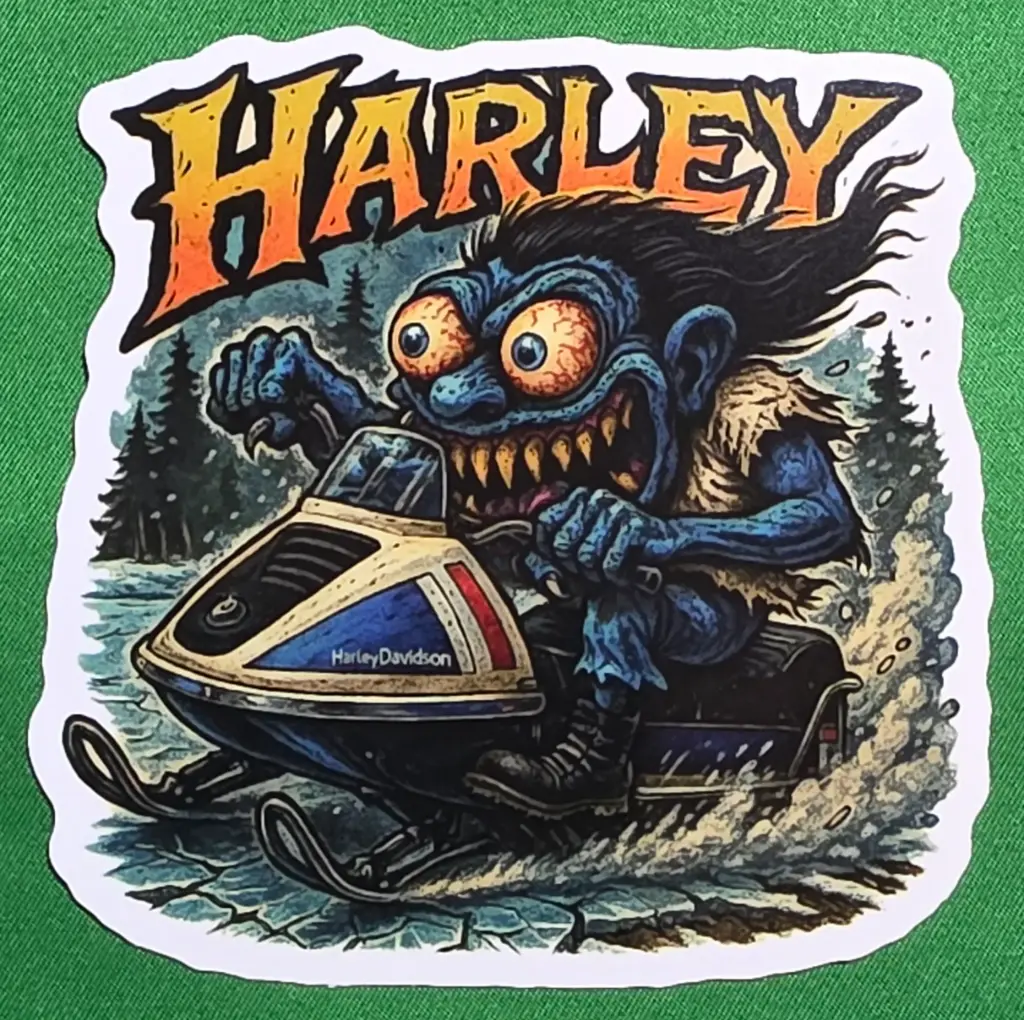 Harley-Davidson Snowmobile Vinyl Sticker Cracked Ice Maniac