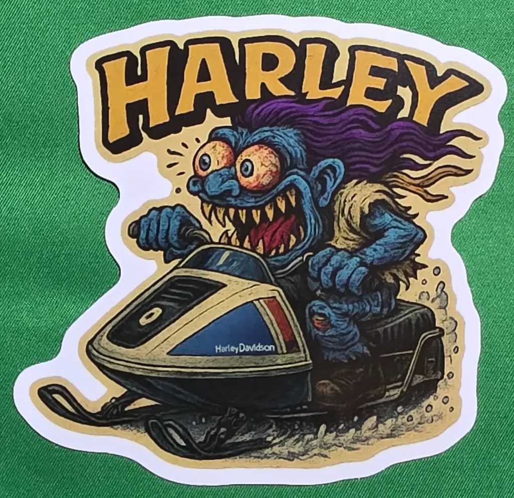 Harley-Davidson Snowmobile Vinyl Sticker Garage-Goblin Freak