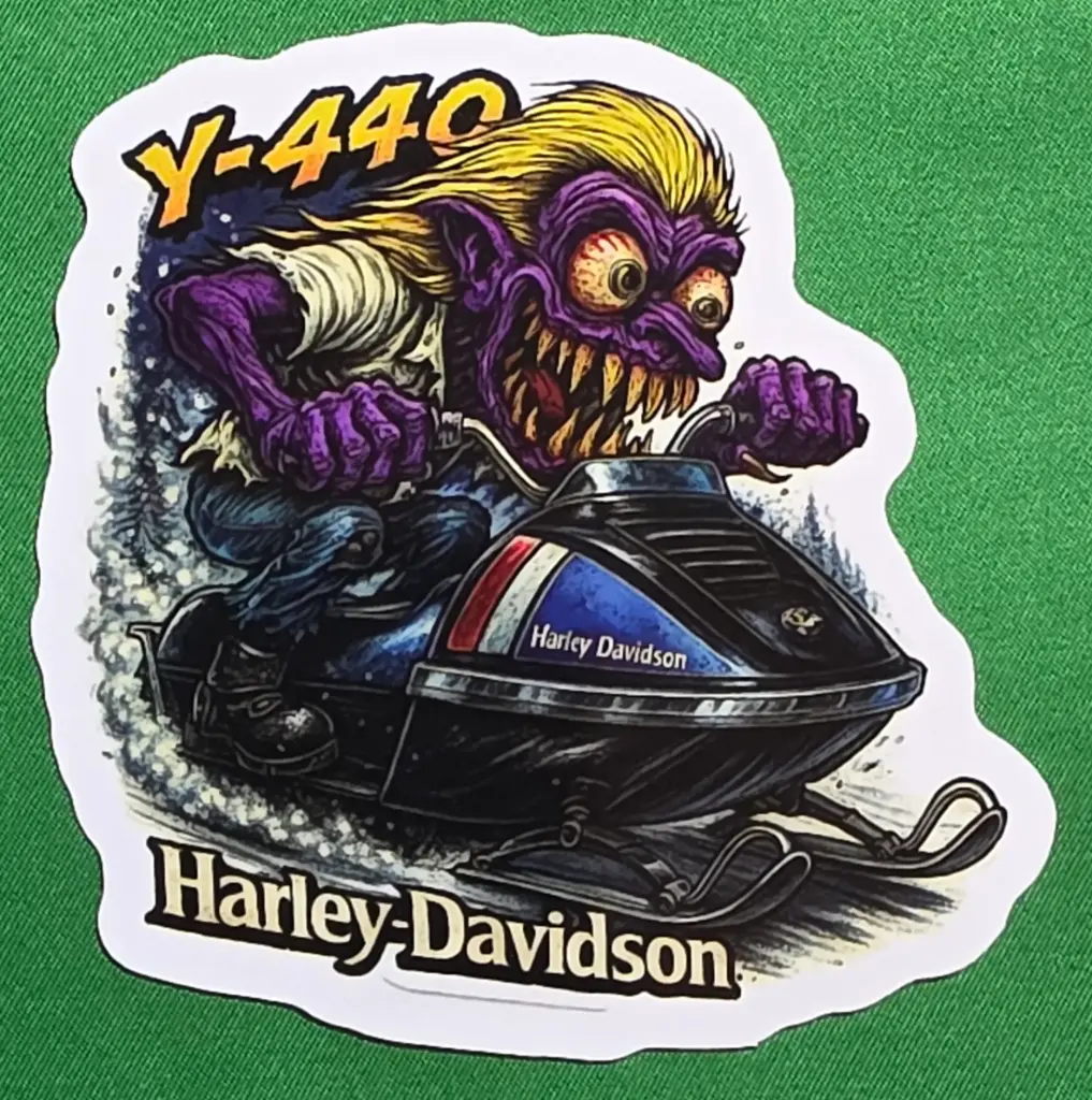 Harley-Davidson Snowmobile Vinyl Sticker Yellow Howler