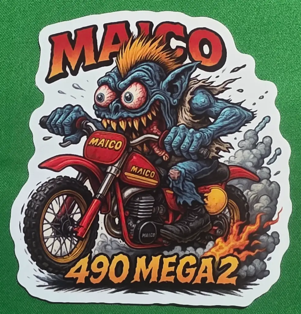 Maico 490 Mega2 Sticker - Mauler Fiend Monsters on Machines