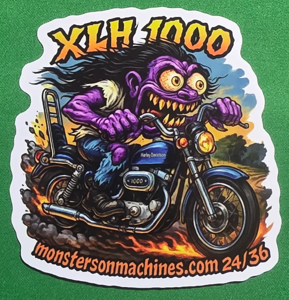 Harley XLH 1000 Vinyl Sticker - Midnight Sissy-Bar Fiend 24/36