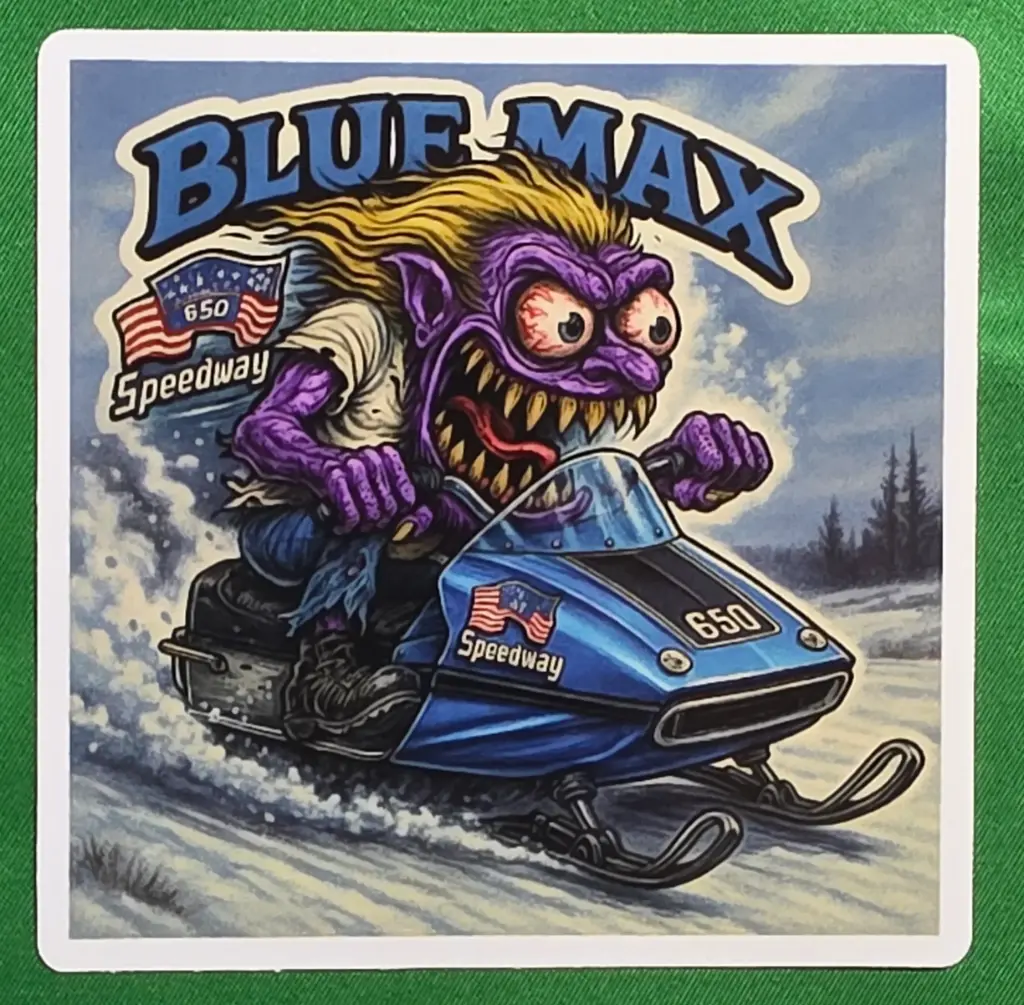 Speedway Blue Max 650 Snowmobile Vinyl Sticker Blue Max Berserker