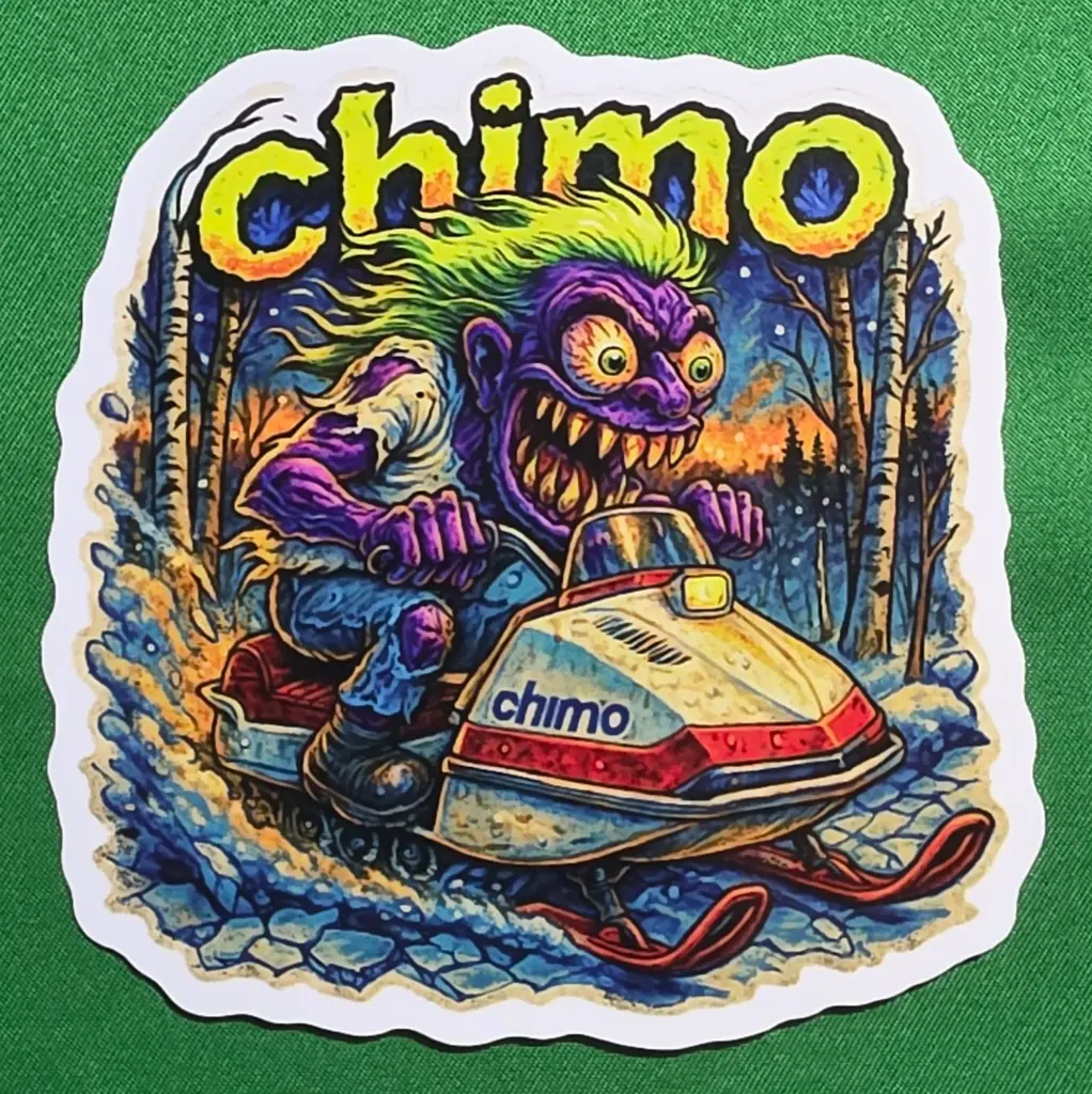 Chimo Mini Sled Snowmobile Vinyl Sticker Birch Trail Psycho Creep
