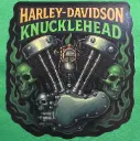 Harley Knucklehead Engine Skull Flames Vinyl Sticker - "Graveyard Twin"