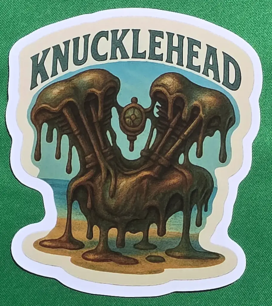 Knucklehead Meltdown Engine 9x9cm Vinyl Sticker  "Beach Melt Knuck"