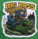 Big Boss Snowmobile 9x9cm Vinyl Sticker Cracked-Ice Crusher
