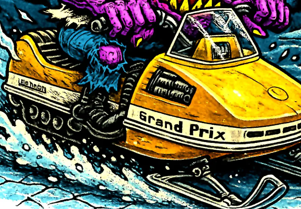 Boatel Grand Prix Snowmobile Vinyl Sticker Lake Loop Lunatic