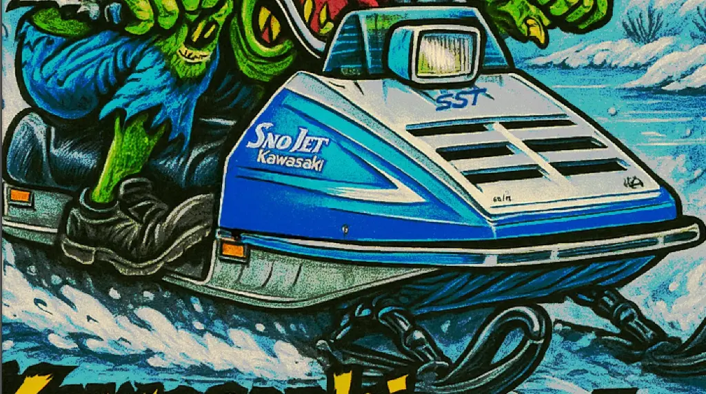 Kawasaki Sno-Jet SST 440 Snowmobile Vintage-Style Durable Vinyl Sticker 3 of 12