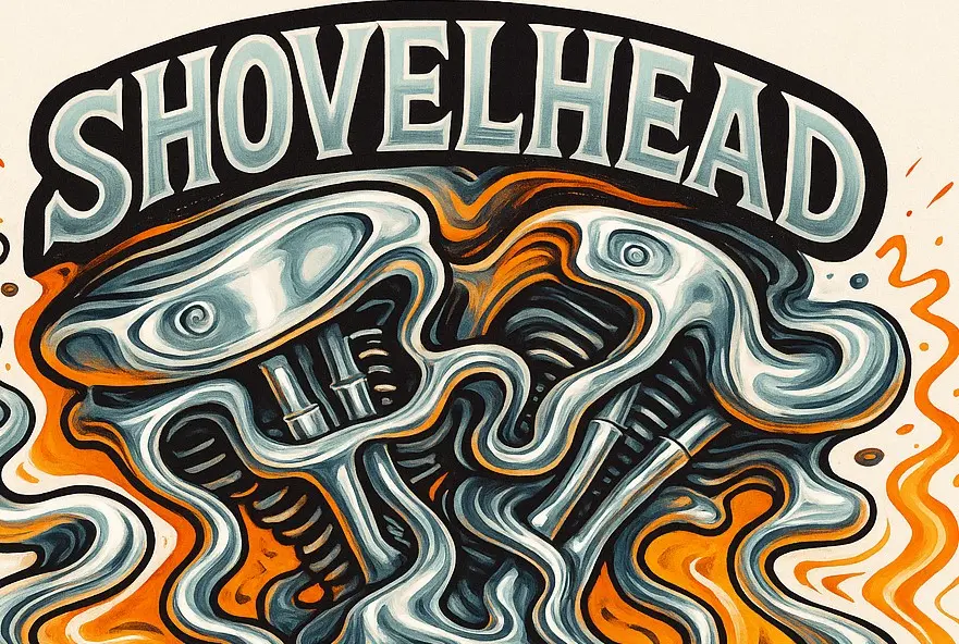 Harley Shovelhead Engine Vintage-Style Durable Vinyl Sticker